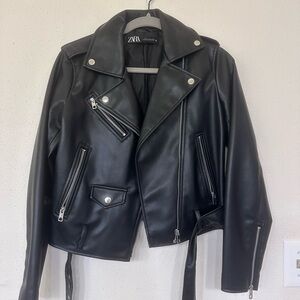 Zara Black Leather Jacket for Women